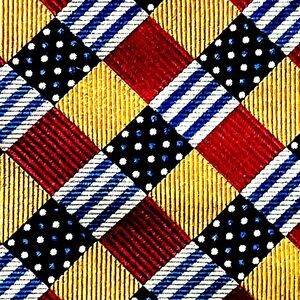 Colours Alexander Julian Vtg Tie Patchwork Plaid Repp Red Flag USA Swing Preppy